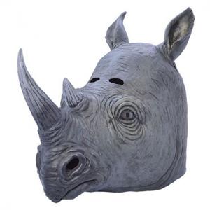 Neushoorn dieren verkleed masker - rubber/latex - volwassenen - grijs - dierenpak