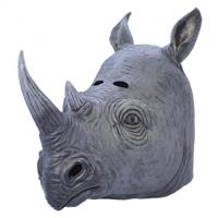 Neushoorn dieren verkleed masker - rubber/latex - volwassenen - grijs - dierenpak