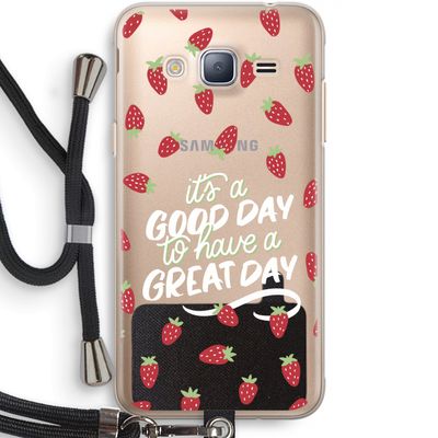 Don't forget to have a great day: Samsung Galaxy J3 (2016) Transparant Hoesje met koord
