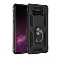 Sergeant Armor schokbestendige TPU + PC beschermende Case voor Galaxy S10 Plus met 360 graden rotatie houder (zwart)