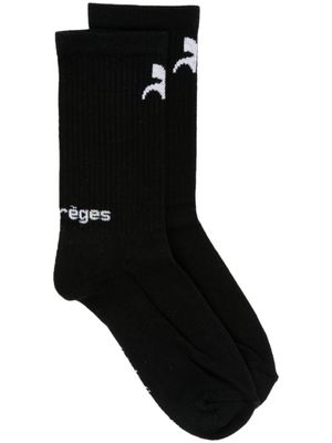 Courrèges chaussettes à logo intarsia - Noir