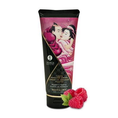 Shunga Kusbare Massagecrème - Framboosgevoel - 7 floz / 200 ml
