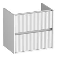 Brauer Adore Wavy - Onderkast Ondiep - 60 cm - met 2 Softclose Lades Greeploos en 1 Sifon Uitsparing - Mat Wit