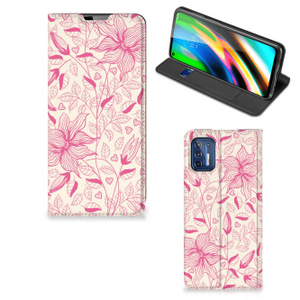 Motorola Moto G9 Plus Smart Cover Pink Flowers