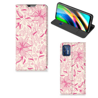 Motorola Moto G9 Plus Smart Cover Pink Flowers - thumbnail