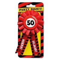 Paperdream 50 jaar rozet - leeftijd badge - 50e verjaardag - rood - Abraham / Sarah