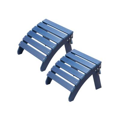 VEVOR Set van 2 Voetenbank Adirondack Ottoman 475x480x350mm HDPE Tuinstoel Blauw