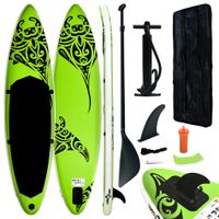 VidaXL Stand up paddleboardset opblaasbaar 305x76x15 cm groen VidaXL Stand up paddleboardset opblaasbaar 305x76x15 cm groen