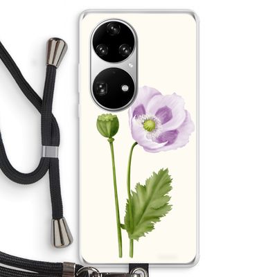 Purple poppy: Huawei P50 Pro Transparant Hoesje met koord