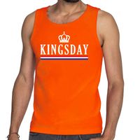 Kingsday met vlag en kroon tanktop / mouwloos shirt oranje heren 2XL  -