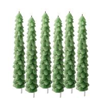 LED kerstboom dinerkaars - 6x - groen - 29 cm - batterijen - timer - kerstdiner kaars - kerstkaars
