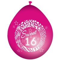 8x Roze sweet 16 leeftijd ballonnen - thumbnail