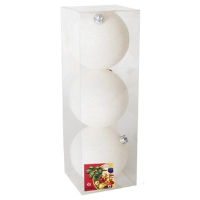 Gerimport Grote kerstballen - 3x st - wit - glitter - 10 cm - kunststof - kerstversiering