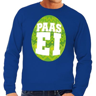 Paas sweater blauw met groen ei voor heren