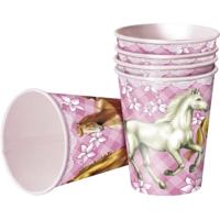 Bekertjes paarden thema - 16x st - 250 ml - karton - feestbekertjes kinderfeestje