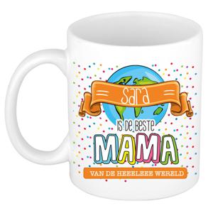 Naam mok mama Sara - wit - de beste - keramiek - 300 ml - Moederdag/verjaardag