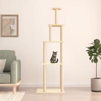 Kattenmeubel met sisal krabpalen 183 cm crmekleurig Kattenmeubel met sisal krabpalen 183 cm crmekleurig