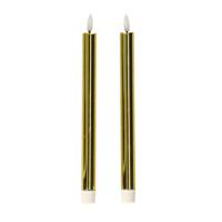 Anna's Collection LED dinerkaarsen - 2x st - goud glimmend - 25 cm - met timer - 3D vlam