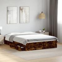 Bedframe met lades bewerkt hout gerookt eikenkleurig 120x200 cm
