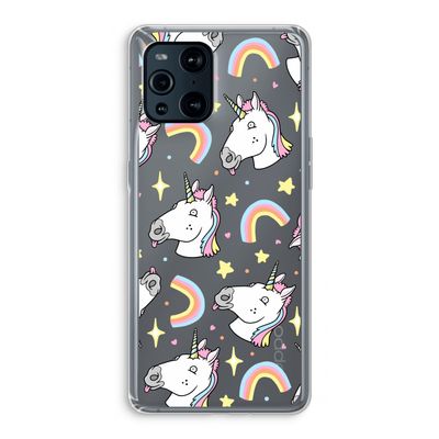 Rainbow Unicorn: Oppo Find X3 Pro Transparant Hoesje