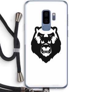 Angry Bear (white): Samsung Galaxy S9 Plus Transparant Hoesje met koord