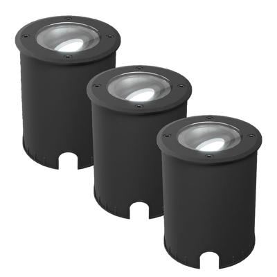 Set van 3 Lilly dimbare LED Grondspot - Kantelbaar - Overrijdbaar - Rond - 6500K daglicht wit - IP67 waterdicht - 3 jaar garantie - Zwart