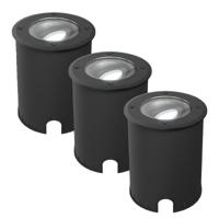 Set van 3 Lilly dimbare LED Grondspot - Kantelbaar - Overrijdbaar - Rond - 6500K daglicht wit - IP67 waterdicht - 3 jaar garantie - Zwart