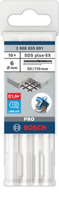 Bosch Accessoires PRO SDS plus-5X Hammer Drill Bit | 6 x 50 x 110 mm | 10 pcs - 2608833891
