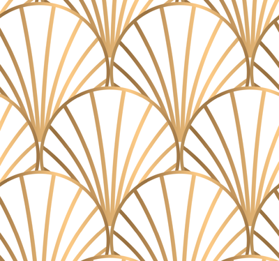 Art deco wit en goud slaapkamer behang