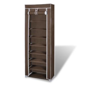 VidaXL Stoffen schoenenrek met hoes 162 x 57 x 29 cm bruin