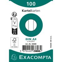 Exacompta steekkaarten, gelijnd, ft 5,5 x 7,4 cm, pak van 100 stuks, wit
