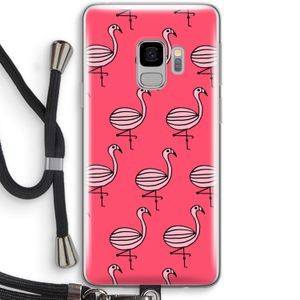 Flamingo: Samsung Galaxy S9 Transparant Hoesje met koord