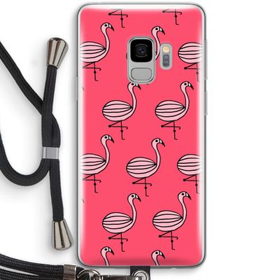 Flamingo: Samsung Galaxy S9 Transparant Hoesje met koord