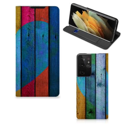 Samsung Galaxy S21 Ultra Book | Wallet Case | Wood Heart - Cadeau voor je Vriend