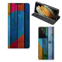 Samsung Galaxy S21 Ultra Book | Wallet Case | Wood Heart - Cadeau voor je Vriend
