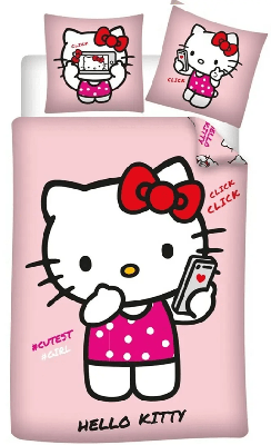 Hello Kitty Dekbedovertrek roze 140 X 200 cm - 65 x 65 cm - polykatoen Hello Kitty Dekbedovertrek roze 140 X 200 cm - 65 x 65 cm - polykatoen