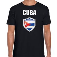 Cuba fun/ supporter t-shirt heren met Cubaanse vlag in vlaggenschild 2XL  -