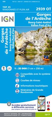Wandelkaart - Topografische kaart 2939OT Gorges de l'Ardèche | IGN - Institut Géographique National