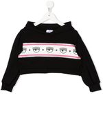 Chiara Ferragni Kids hoodie crop à logo imprimé - Noir