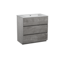Storke Edge staand badmeubel 85 x 52 cm beton donkergrijs met Diva enkele wastafel in glanzend composiet marmer
