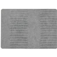Unique Living placemats Croco lederlook - 1x - 43 x 30 cm - zilvergrijs - pvc - tafel onderleggers Unique Living placemats Croco lederlook - 1x - 43 x 30 cm - zilvergrijs - pvc - tafel onderleggers