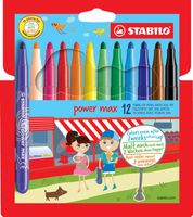STABILO power max viltstift, etui van 12 stuks in geassorteerde kleuren - thumbnail