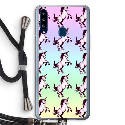 Musketon Unicorn: Samsung Galaxy A20s Transparant Hoesje met koord