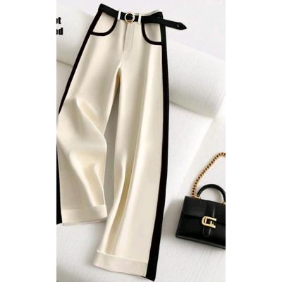 Bon&Bon Women's Wide Leg Pants - Elegant Knitted Loose Fit Trousers M(38)