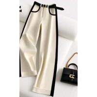 Bon&Bon Women's Wide Leg Pants - Elegant Knitted Loose Fit Trousers M(38)