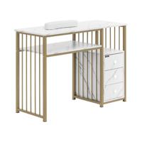 Nageltafel - ijzeren frame - gemarmerd/goudkleurig - 3 lades