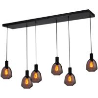 Masterlight 6-lichts hanglamp - zwart -Porto met Nicolette red glazen - 2711-05-05-130-25613