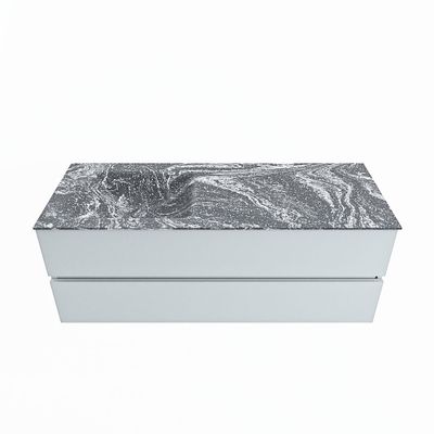MONDIAZ VICA-DLUX 130cm badmeubel onderkast Clay 2 lades. Inbouw wastafel CLOUD links zonder kraangat, kleur Lava.