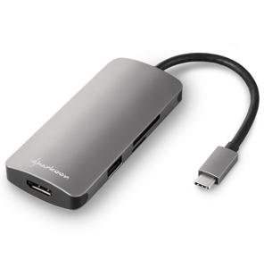 Sharkoon USB 3.0 Type C Multiport Adapter dockingstation HDMI, USB-C 3.2 (5 Gbit/s), 3x USB-A 3.2 (5 Gbit/s), MicroSD, SD