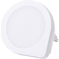 Stekkerlamp - Nachtlamp met Dag en Nacht Sensor - Aigi Uvio - 0.2W - Warm Wit 3000K - Rond - Mat Wit - Kunststof Stekkerlamp - Nachtlamp met Dag en Nacht Sensor - Aigi Uvio - 0.2W - Warm Wit 3000K - Rond - Mat Wit - Kunststof